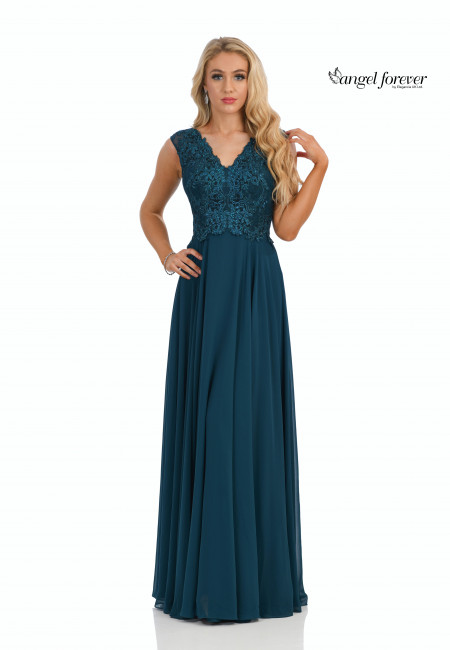 Angel Forever Teal Chiffon and Lace Evening Dress / Prom Dress